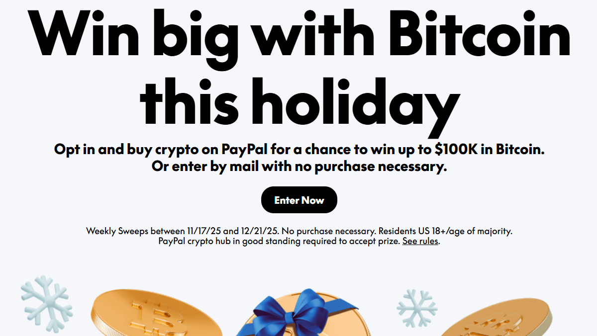 PayPal lanceert Bitcoin loterij - wekelijks gratis $100.000 aan prijzen