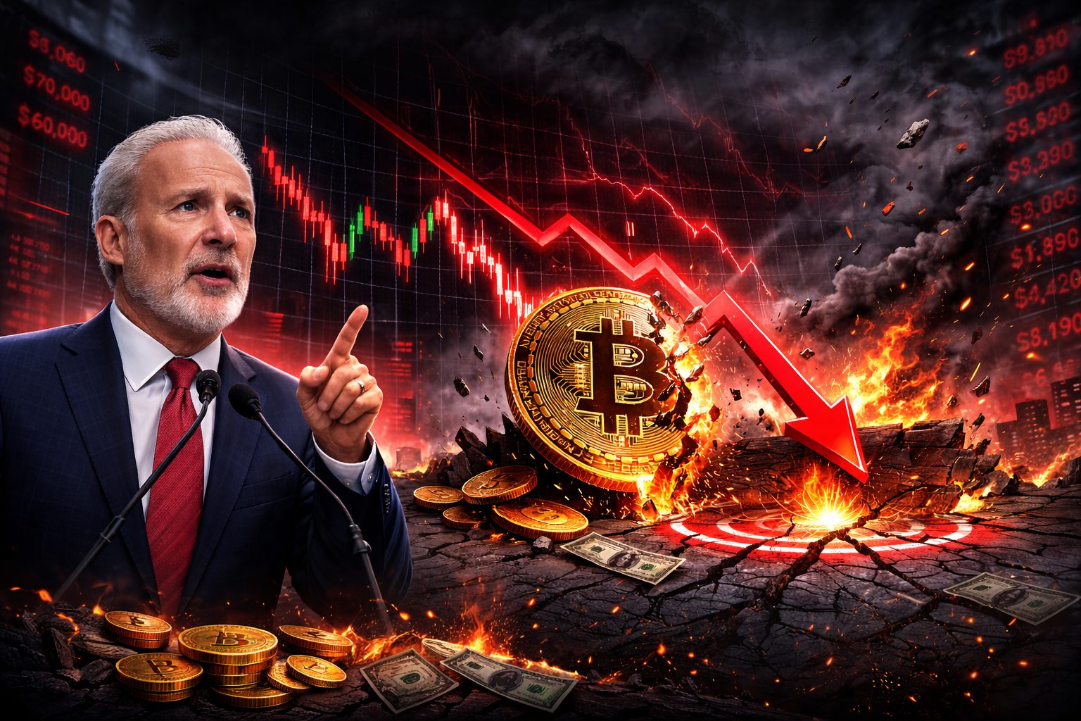 Peter Schiff voorspelt Bitcoin crash naar $20k