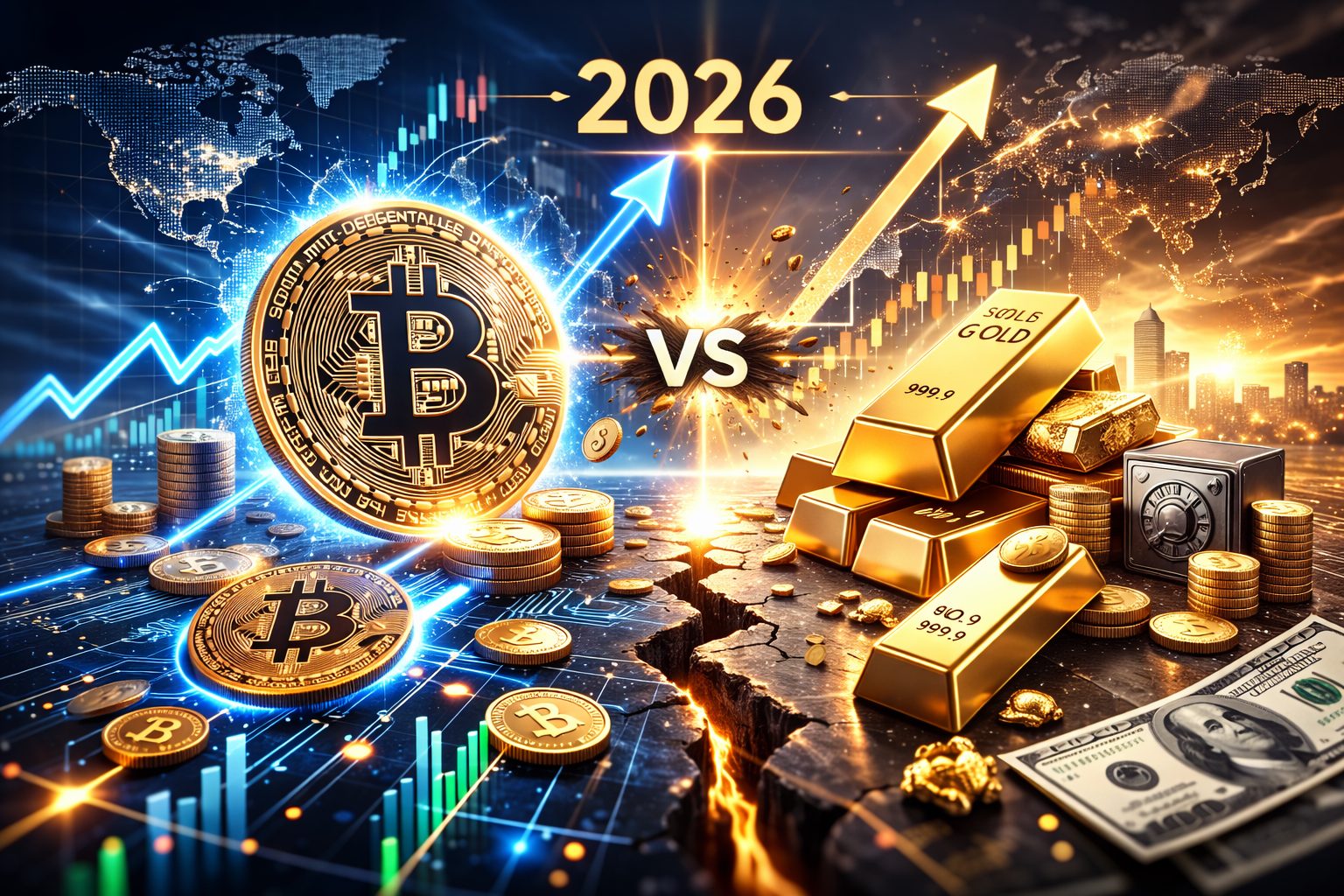 Bitcoin vs goud 2026
