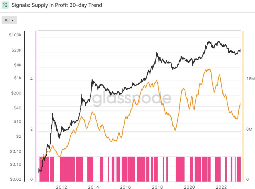 Grafico supply in profit - Fonte Glassnode