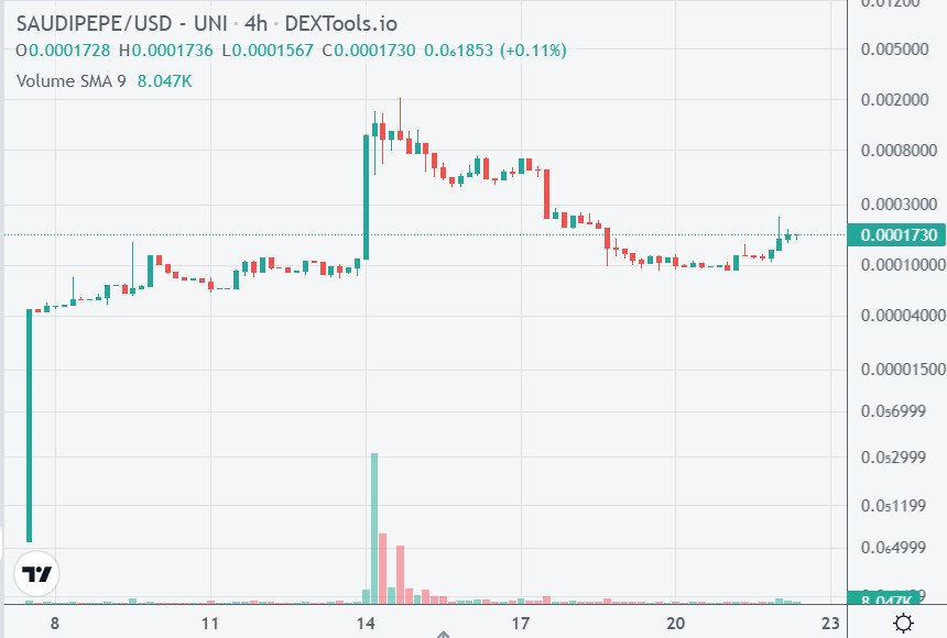 Grafico dei prezzi SAUDIPEPE - Fonte DEXTool