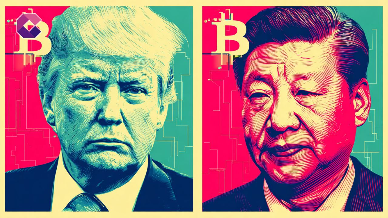 Immagine in stile pop art raffigurante i volti di Donald Trump e Xi Jinping