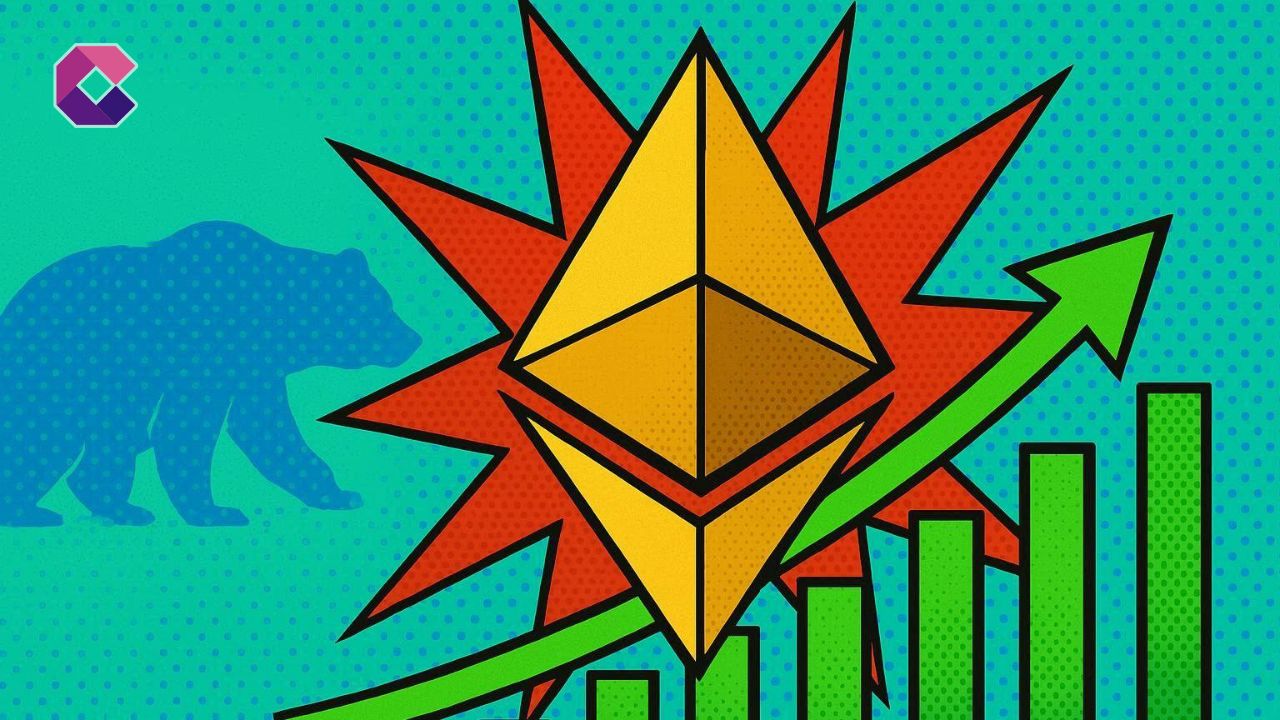 Immagine in stile pop art per la copertina di un articolo sulle previsioni di Ethereum