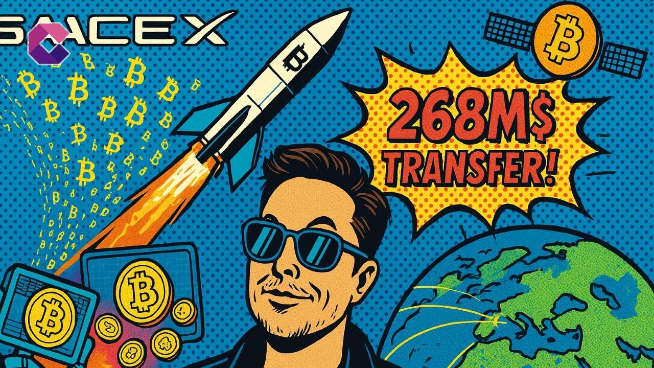 Immagine pop art per la copertina di un articolo su SpaceX ed Elon Musk