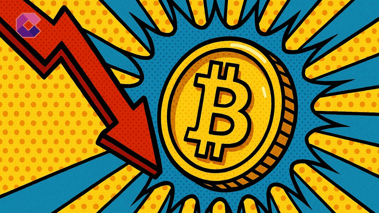 BTC in calo - Illustrazione pop art - Cryptonews Italia
