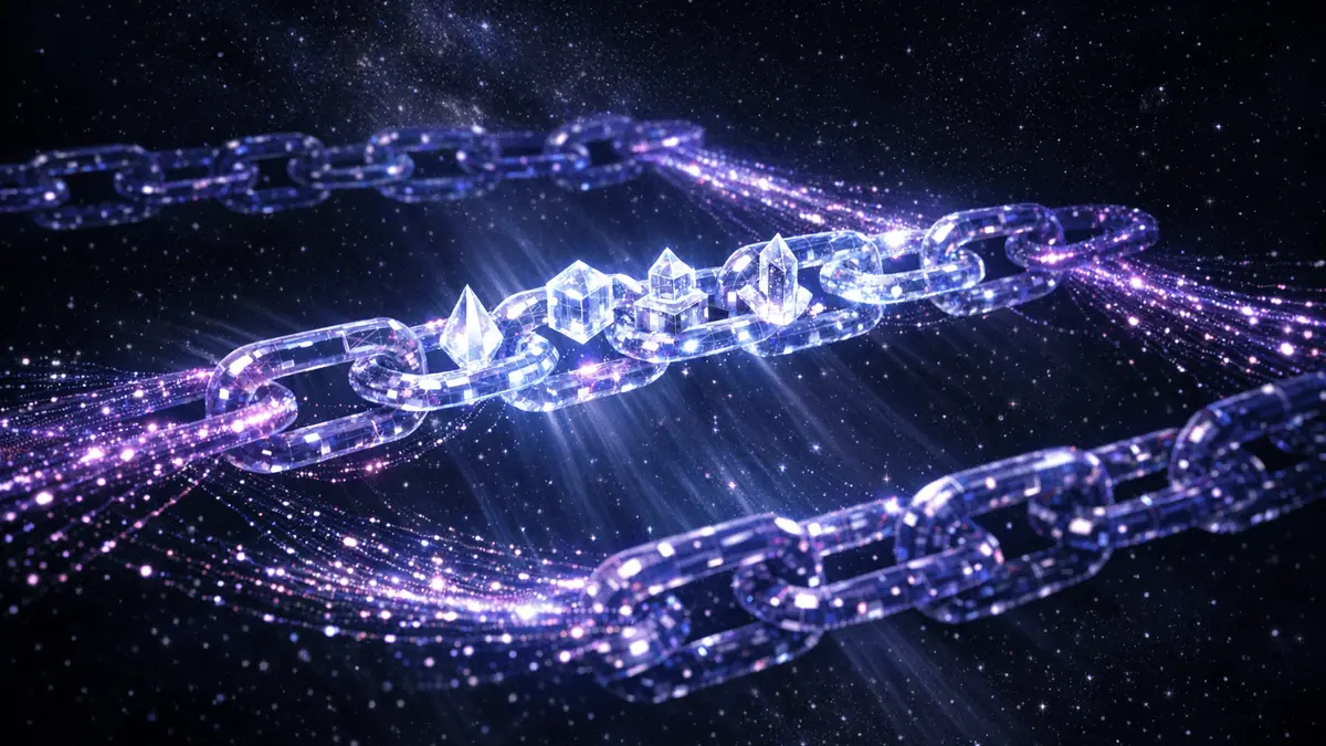 Avalanche blockchain three-chain network architecture visualization with glowing data streams