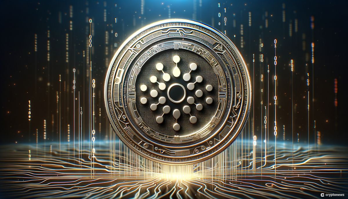 عملةٌ برونزيةٌ كبيرةٌ تظهر فوق خلفيةٍ سوداء وتحمل شعار كاردانو
