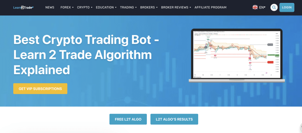 الصفحة الرئيسية لموقع Learn2Trade تشمل خيارات تسجيل الدخول وإنشاء الحساب وغيرها