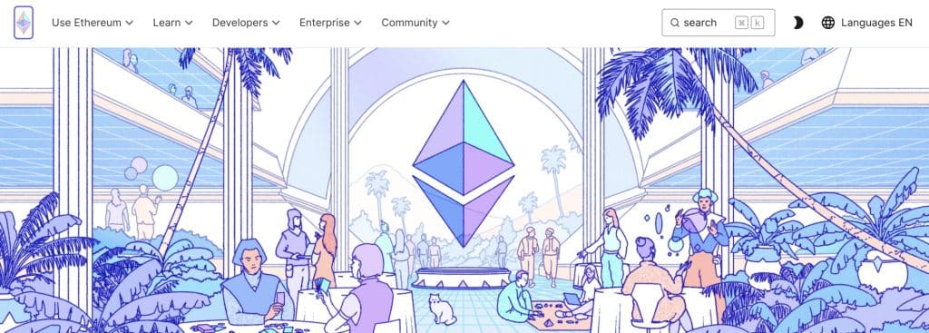 الصفحة الرئيسية لموقع إيثيريوم الرسمي