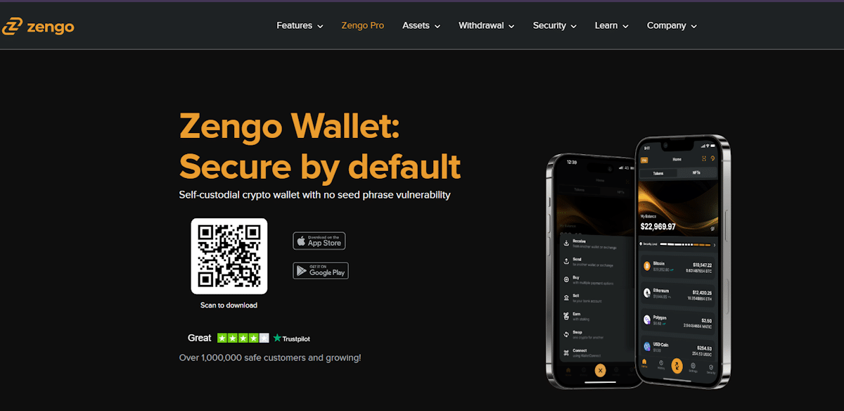 واجهة استخدام محفظة Zengo