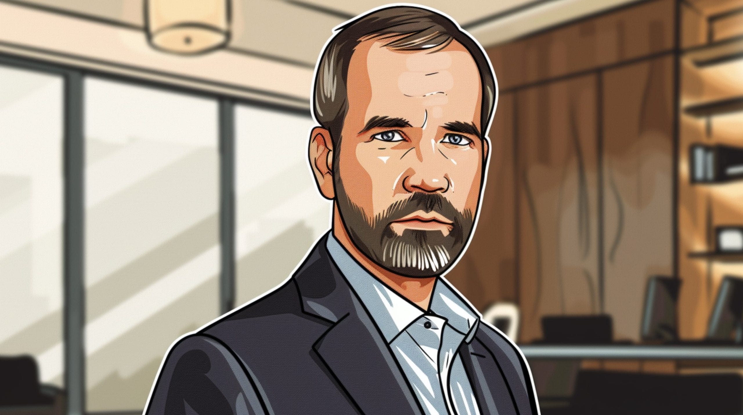 المدير التنفيذي لشركة ريبل Brad Garlinghouse وهو رجل أربعيني طليق اللحية في إحدى الساحات القضائية