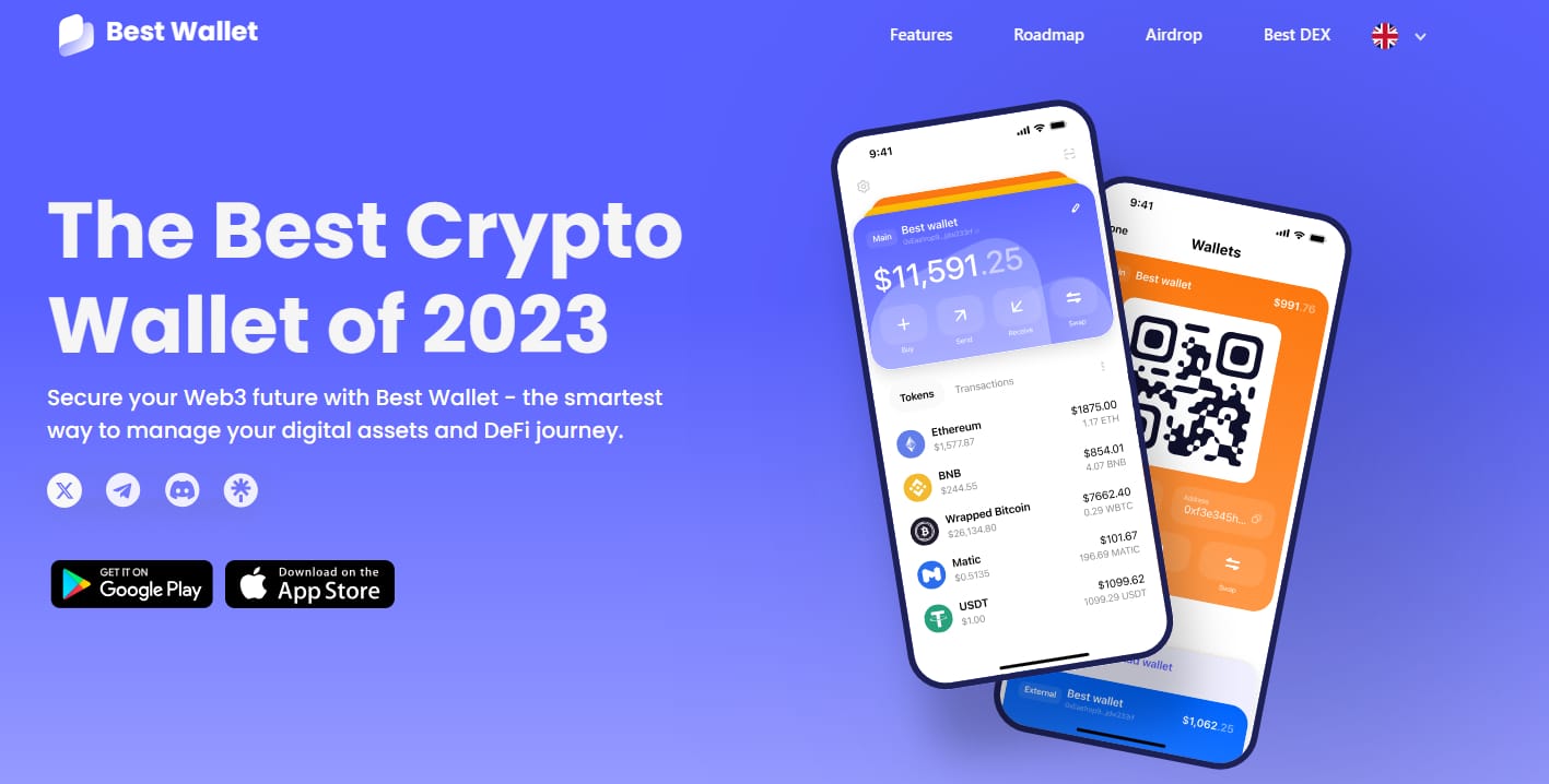 هاتفان محمولان على أحدهما تطبيق محفظة وعلى الآخر رمز QR على خلفية زرقاء تعرض بعض البيانات