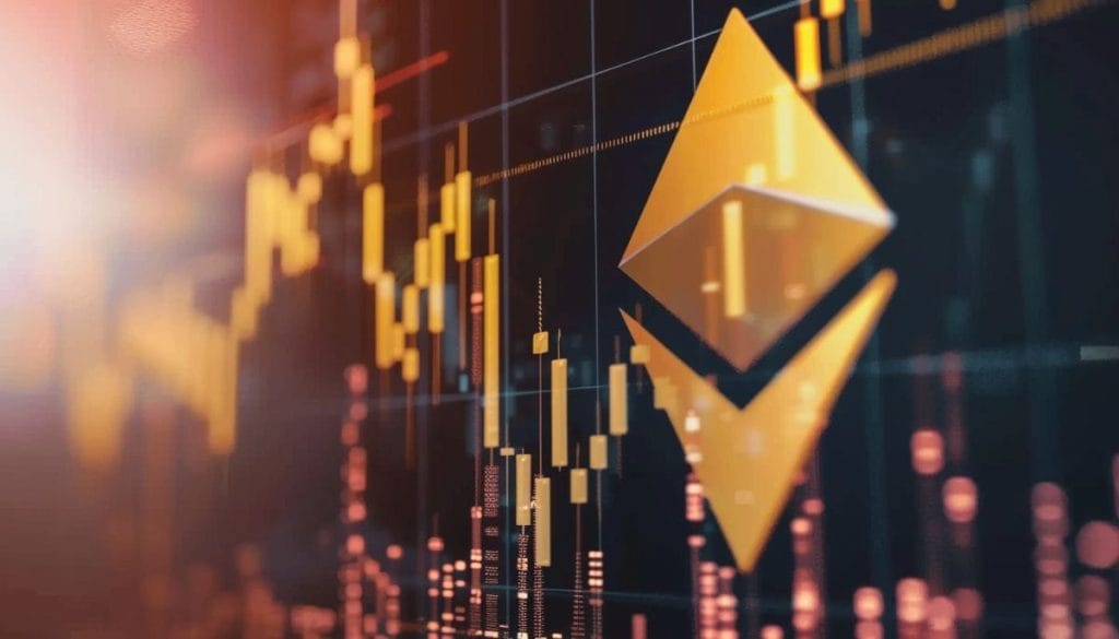 شعار إيثيريوم وسط مخططات بيانية سعرية