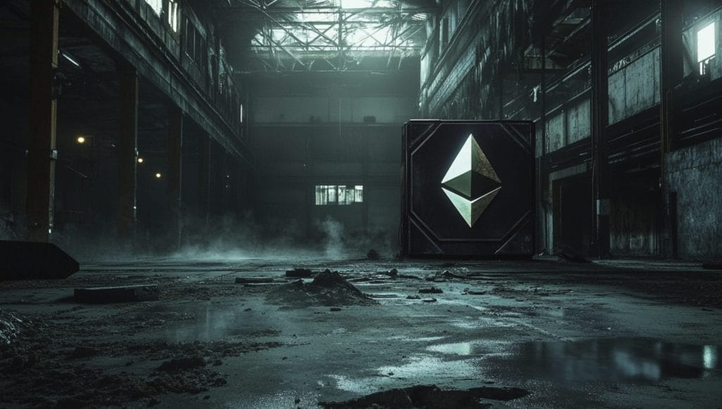 مستودع مهجور يحوي صندوقاً أسود عليه شعار إيثيريوم