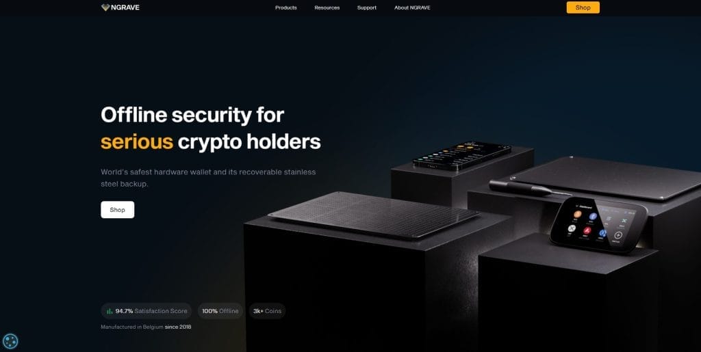 الصفحة الرئيسية لـ NGRAVE Wallet