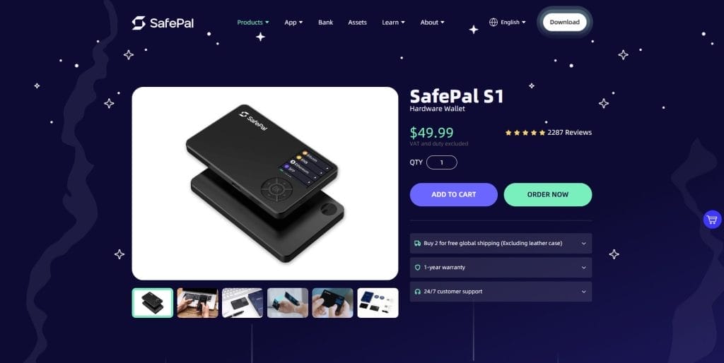 الصفحة الرئيسية لشراء محفظة SafePal S1